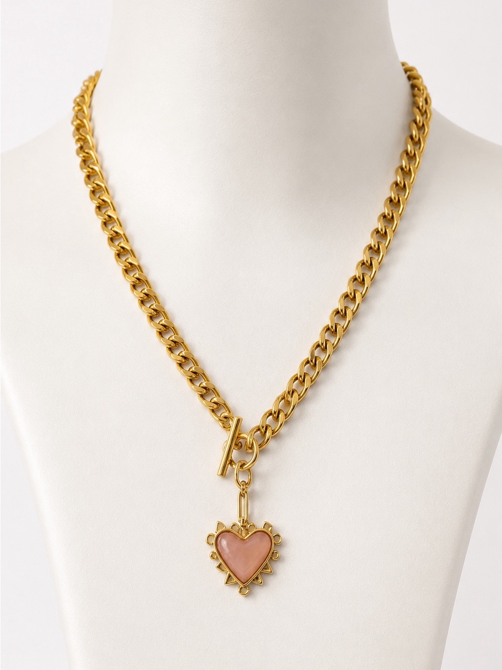 Mignonne Gavigan Gold Chain Necklace with Pink Heart Cordelia